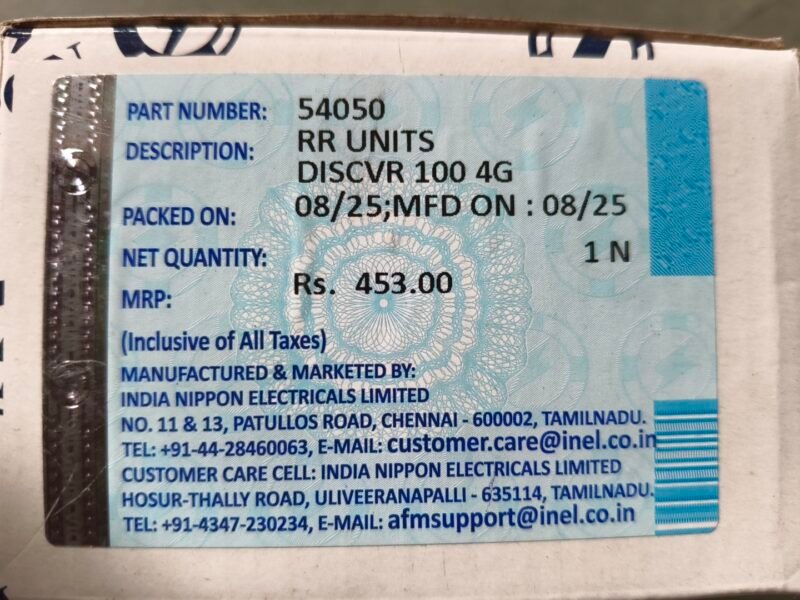 Genuine INEL Rectifier RR Unit for Bajaj Discover 100 4G / Discover 125 ST – Brand New