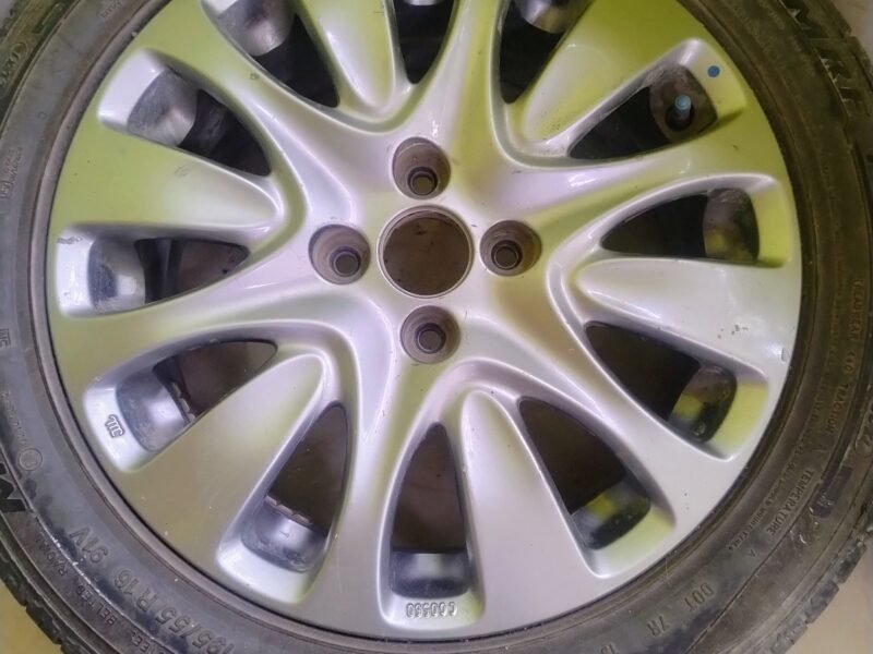 Alloy wheel with MRF tyre (10% used)