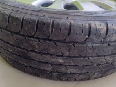 Alloy wheel with MRF tyre (10% used)