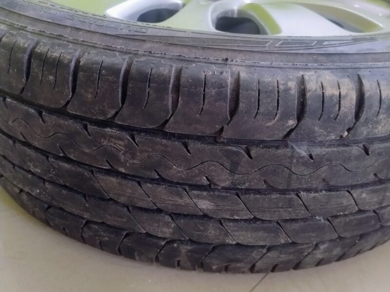 Alloy wheel with MRF tyre (10% used)